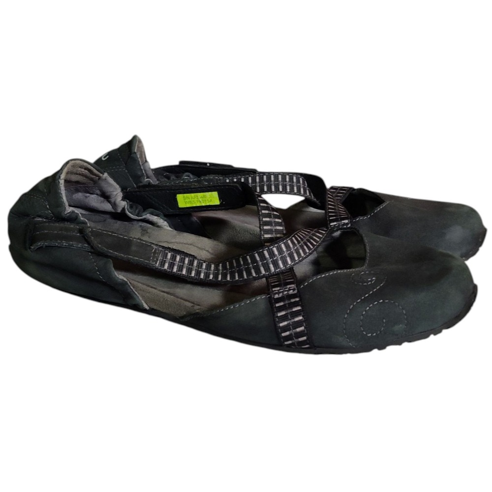 Ahnu Karma Slip On Mary Jane Shoes Womens 8.5 Black Suede Leather Yoga Flats